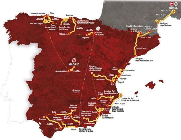 2017 Vuelta a Espana route