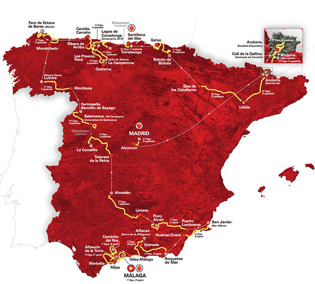 2018 Vuelta a Espana map