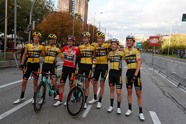 Primoz Roglic with his Jumbo Visma team