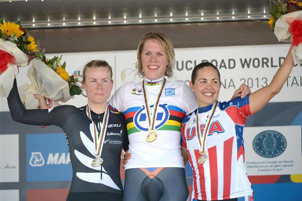 Elite women's time trial podium