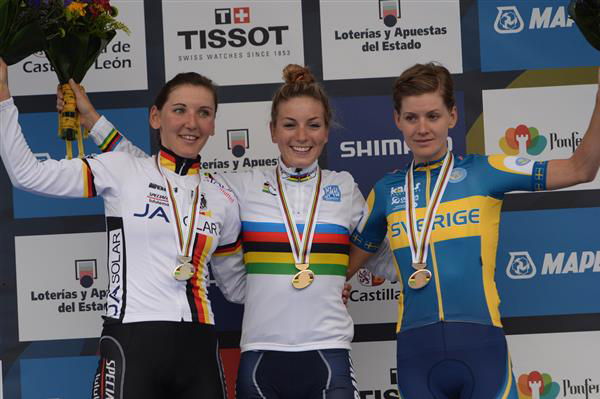 Elite women's road race podium